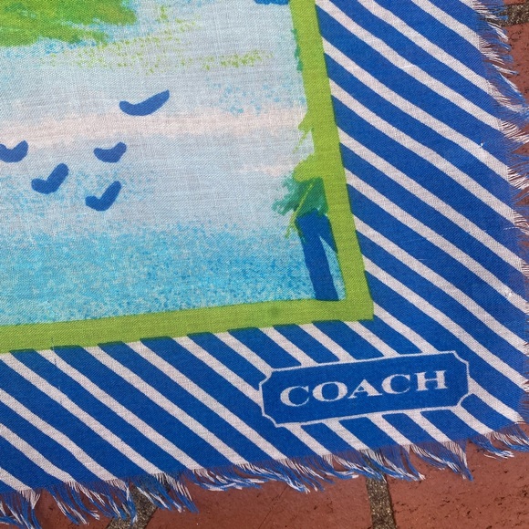 COACH Palm Trees & Sailboats Lightweight SCARF - scarf or wrap! - Picture 2 of 5